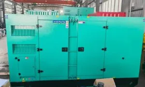 Factory takes actual photos of a silent 300kw diesel generator with a top mounted diesel engine - front door closed01